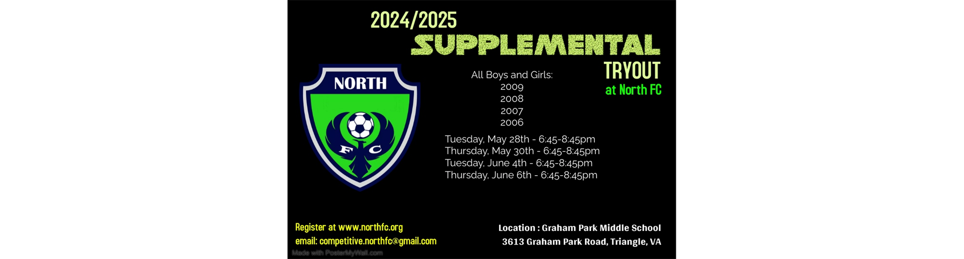 2024-2025 Travel Soccer Supplemental Tryouts
