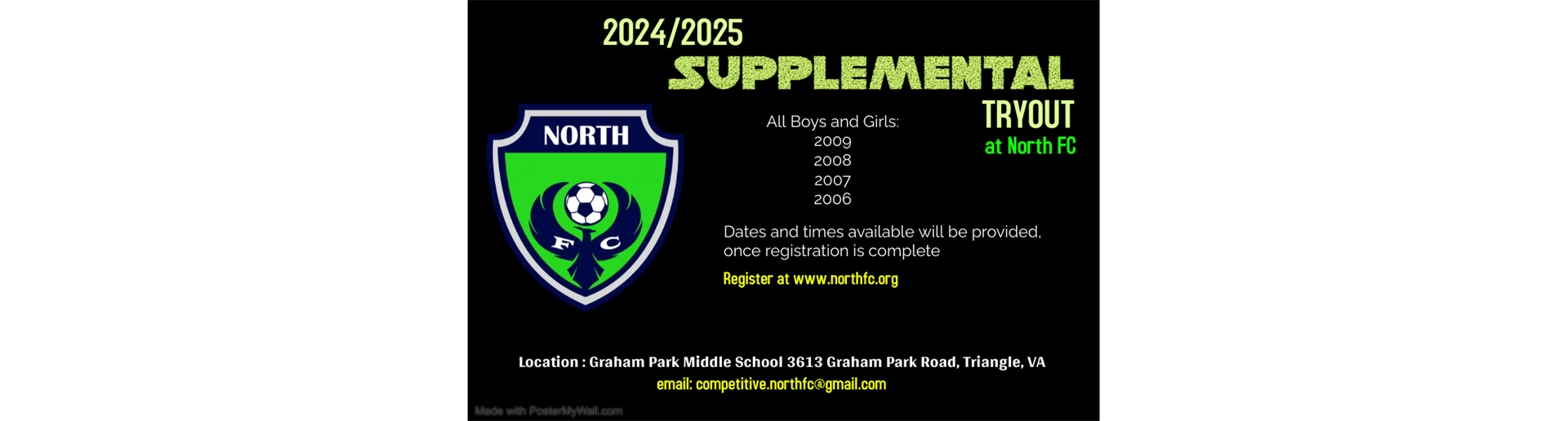 2024-25 NO Cost Supplemental Soccer Tryouts